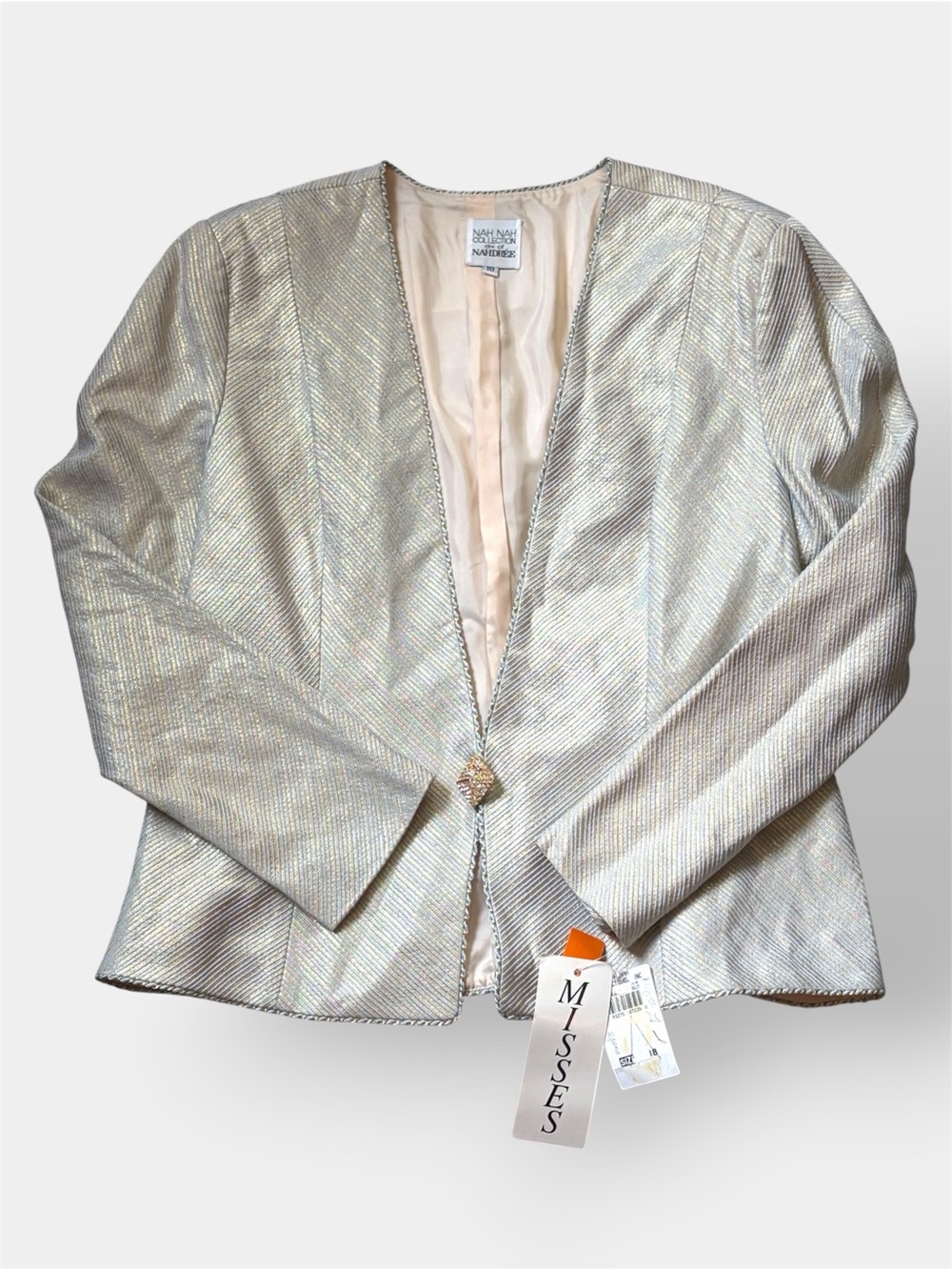 Vintage Nah Nah Collection Shimmering Gold Metallic Evening Jacket 18